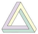 «Невозможный» треугольник Пенроуза. Три балки, соединенные друг с другом под прямыми углами.